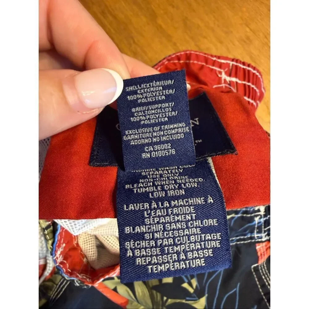 Caribbean Joe Men's Hawaiian Tropical Swim Board Shorts Dark Blue Size Medium
